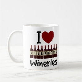 Caneca De Café I Love Livermore Wineries Heart and Wine Bottles