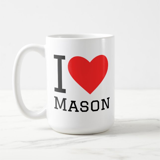 Caneca De Café I love Mason Sticker (Esquerda)
