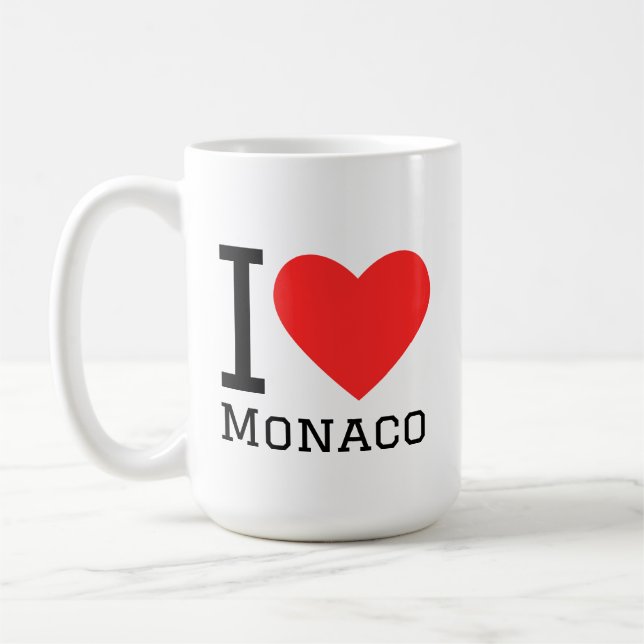 Caneca De Café I love Monaco square sticker (Esquerda)