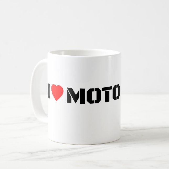 Caneca de Café I Love Moto Motocicleta (Frente Esquerda)