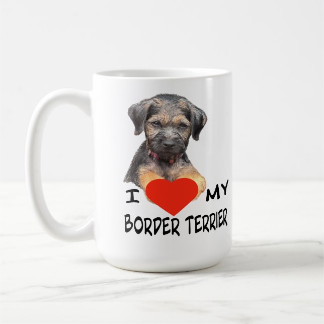 Caneca De Café I Love My Border Terrier Custom-Cut Vinyl Sticker  (Esquerda)
