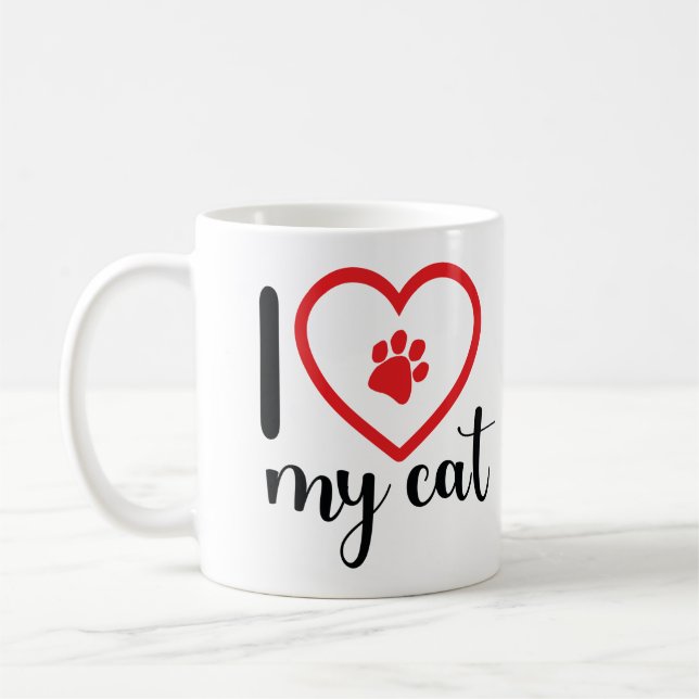 Caneca De Café I LOVE MY CAT Mug Cup (Esquerda)