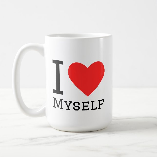 Caneca De Café I love myself square sticker (Esquerda)
