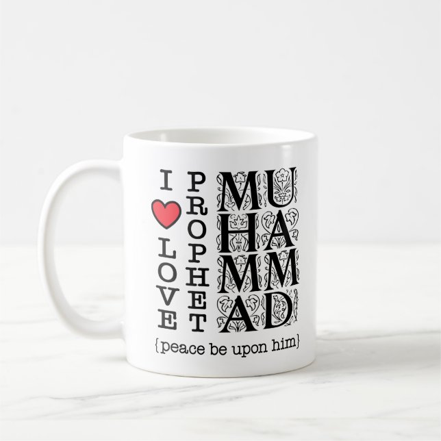 Caneca De Café I Love Prophet Muhammad ﷺ Islamic Gift for Muslims (Esquerda)