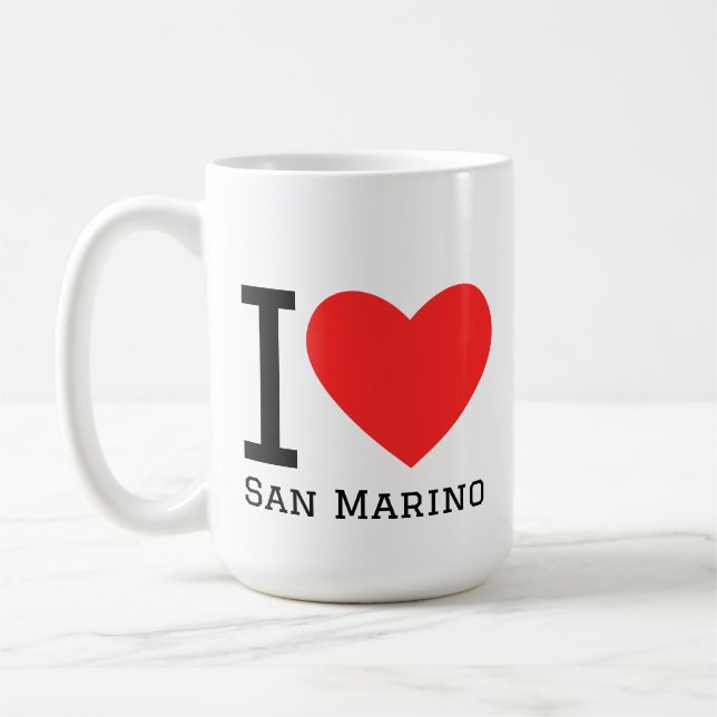 Caneca De Café I love San Marino square sticker (Esquerda)