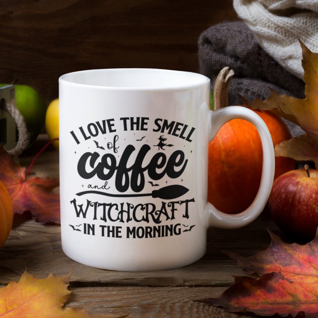 Caneca De Café I Love the Smell Coffee Funny Witch Halloween (Criador carregado)