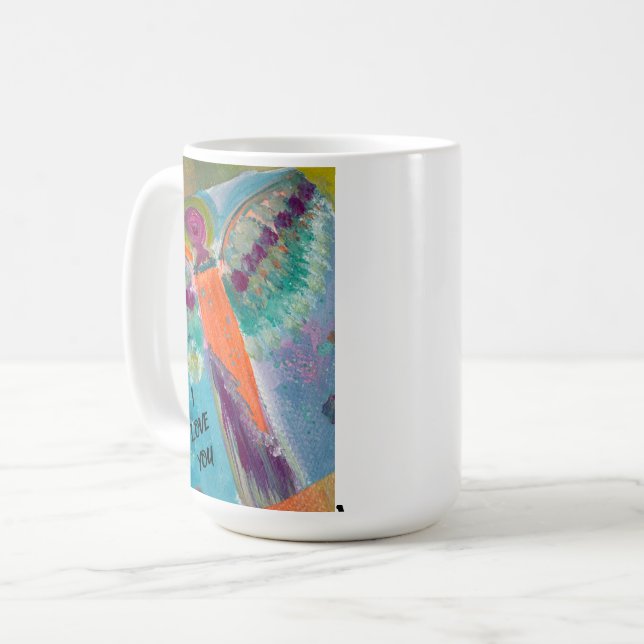 Caneca De Café I LOVE YOU angel with original art (Frente Esquerda)