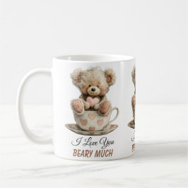 Caneca De Café I Love You Beary Much In Cup Postcard