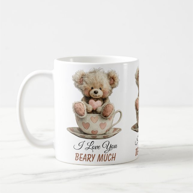Caneca De Café I Love You Beary Much In Cup Postcard (Esquerda)