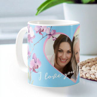 Caneca De Café I Love You Mom Baby Blue Orchid Heart Photo
