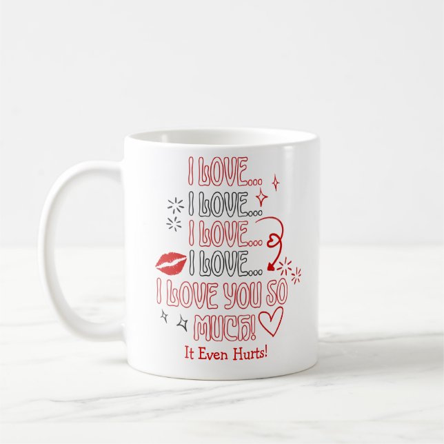 Caneca De Café I Love You So Much Note Romantic Valentines (Esquerda)