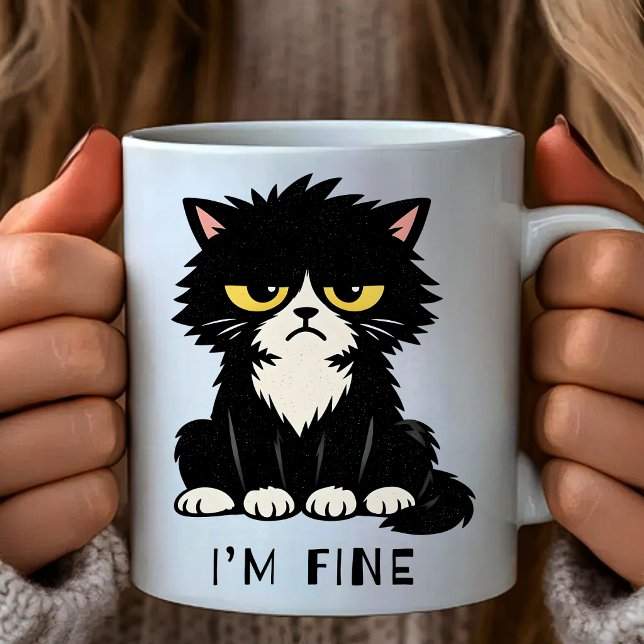Caneca De Café I’m Fine - Funny cat mug (Criador carregado)