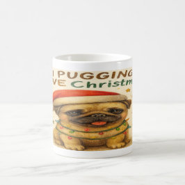 Caneca De Café “I Plugging Love Christmas” Cute Christmas Pug Mug