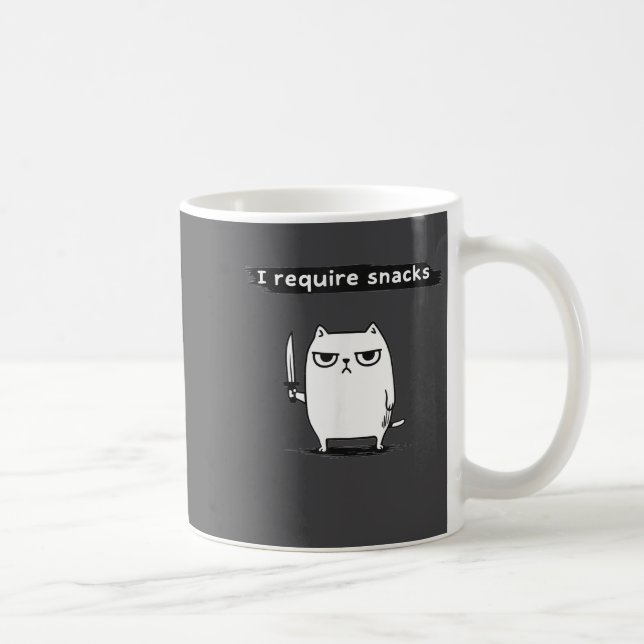 Caneca De Café I Require Snacks Angry Cat Funny Meme  (Direita)