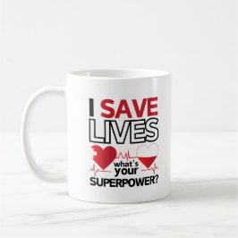 Caneca De Café "I Save Lives - Superpower" Herói da Saúde