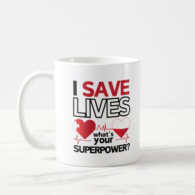 Caneca De Café "I Save Lives - Superpower" Herói da Saúde (Esquerda)