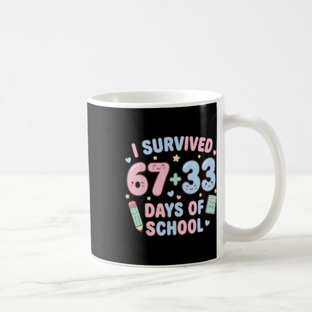 Caneca De Café I Survived 100th Days Of School Math Teacher Kids  (Direita)