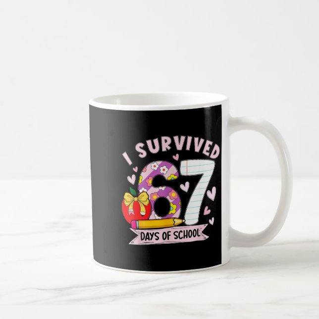 Caneca De Café I Survived 67 Days Of School Funny Leopard Student (Direita)