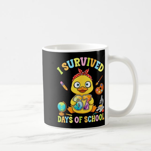 Caneca De Café I Survived Six Seven Days Of School Cute Duck Stud (Direita)