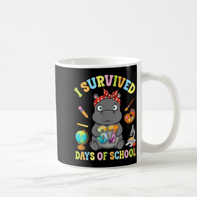 Caneca De Café I Survived Six Seven Days Of School Cute Hip Stude (Direita)