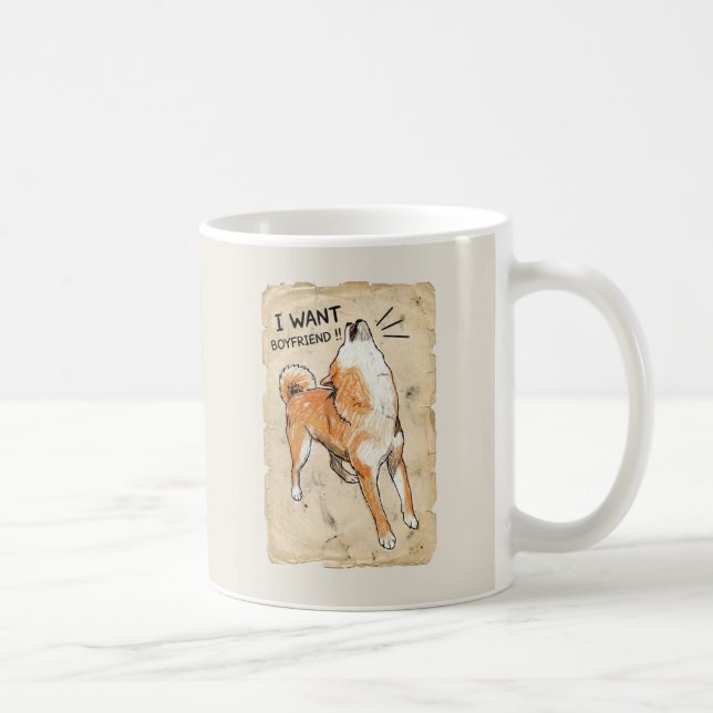 Caneca De Café I Want a Boyfriend – Manifesting Shiba Inu Mug (Direita)