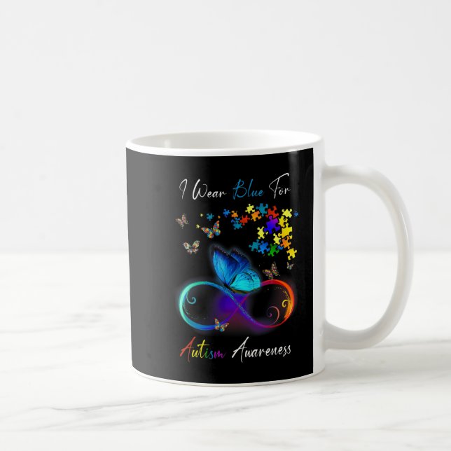 Caneca De Café I Wear Blue For Autism Awareness shirt Puzzle Mom  (Direita)