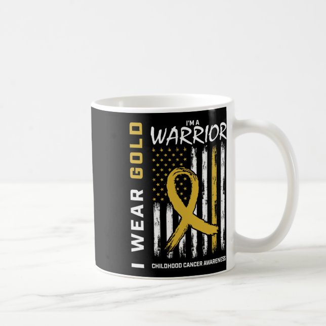 Caneca De Café I Wear Gold Warrior Childhood Cancer Awareness Ame (Direita)