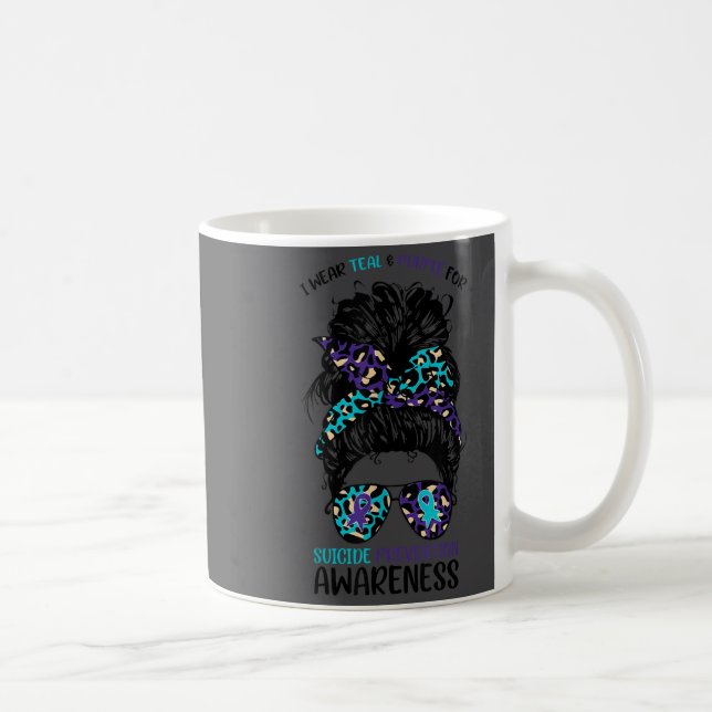 Caneca De Café I Wear Teal &amp; Purple For Suicide Prevention Aw (Direita)