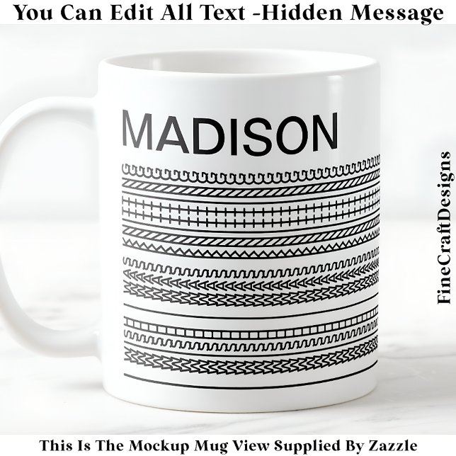 Caneca De Café I Wish I Was Knitting & Name Hidden Message 092B  (Criador carregado)