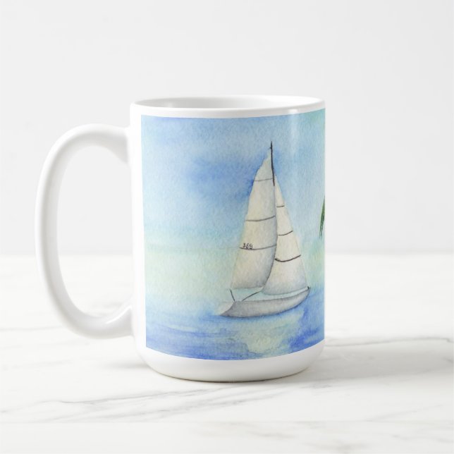 Caneca De Café Iate no mar Palma (Esquerda)