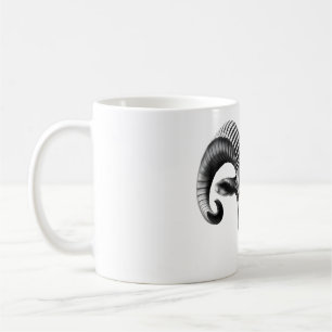 Caneca De Café Ibex Power: Realista Black & White Head Design Te