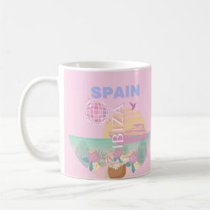 Caneca De Café Ibiza, Espanha, Arte de Viagem, Arte Preppy, Rosa