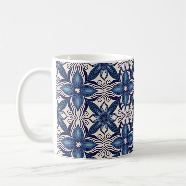 Caneca De Café Ice Blue Flowers (Esquerda)