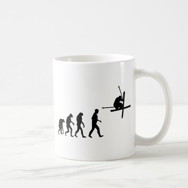 Caneca De Café ícone da evolução do esqui (Direita)