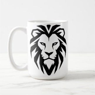 Caneca De Café Ícone de Cabeça de Leão Minimalista Moderno