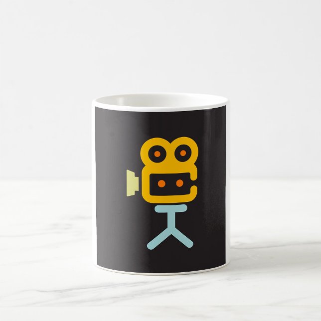 Caneca De Café Ícone de Câmera de Filme Equipamento Mínimo de Fil (Criador carregado)