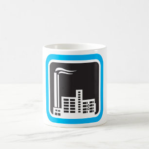 Caneca De Café Ícone de Fábrica Industrial com Chaminés