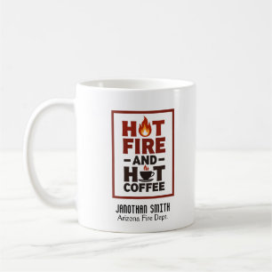 Caneca De Café Ícone de Fogo com Texto Vermelho e Preto Única de 