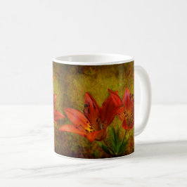 Caneca De Café Ícone de Lily da Prairie Vermelha Ocidental Textur
