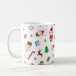 Caneca De Café Ícone de padrão de Natal santa árvore presente fel