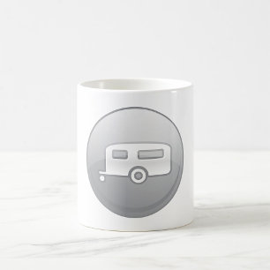 Caneca De Café Ícone de Reboque de Camping Prateado Minimalista R
