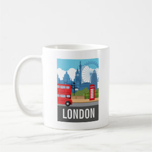 Caneca De Café Ícone do Chá Retro Londres Pontos Turísticos Icôni