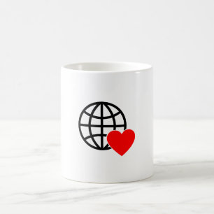 Caneca De Café Ícone Globo de Amor Mundial   Coração Terra Design