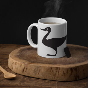 Caneca De Café Ícone Pássaro Pato Negro