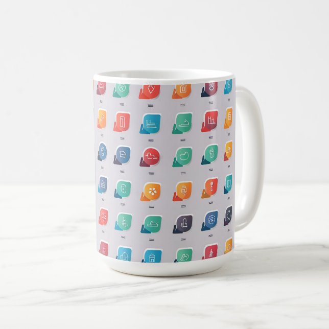 Caneca De Café Ícones (Frente Esquerda)