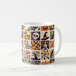 Caneca De Café Ícones Assustadores do Halloween Retrô