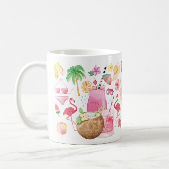 Caneca De Café Ícones de Beachy Cute Summer Fun (Esquerda)