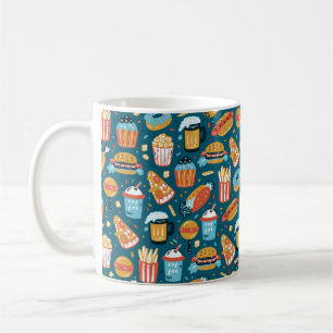 Caneca De Café ícones de Comida rápida do vintage Padrão sem f
