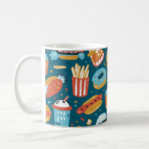 Caneca De Café Ícones de Comida Rápida: Portas de Vintage