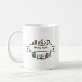 Caneca De Café Ícones de Contabilidade Financeira de Nome de Cont